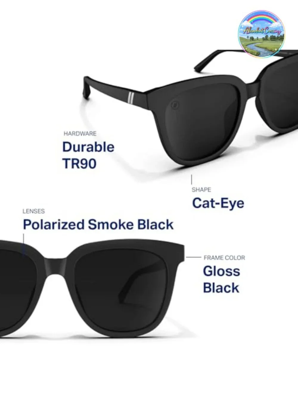 Polarized Cat Eye Sunglasses with Acetate Temples and 100% UV Protection
